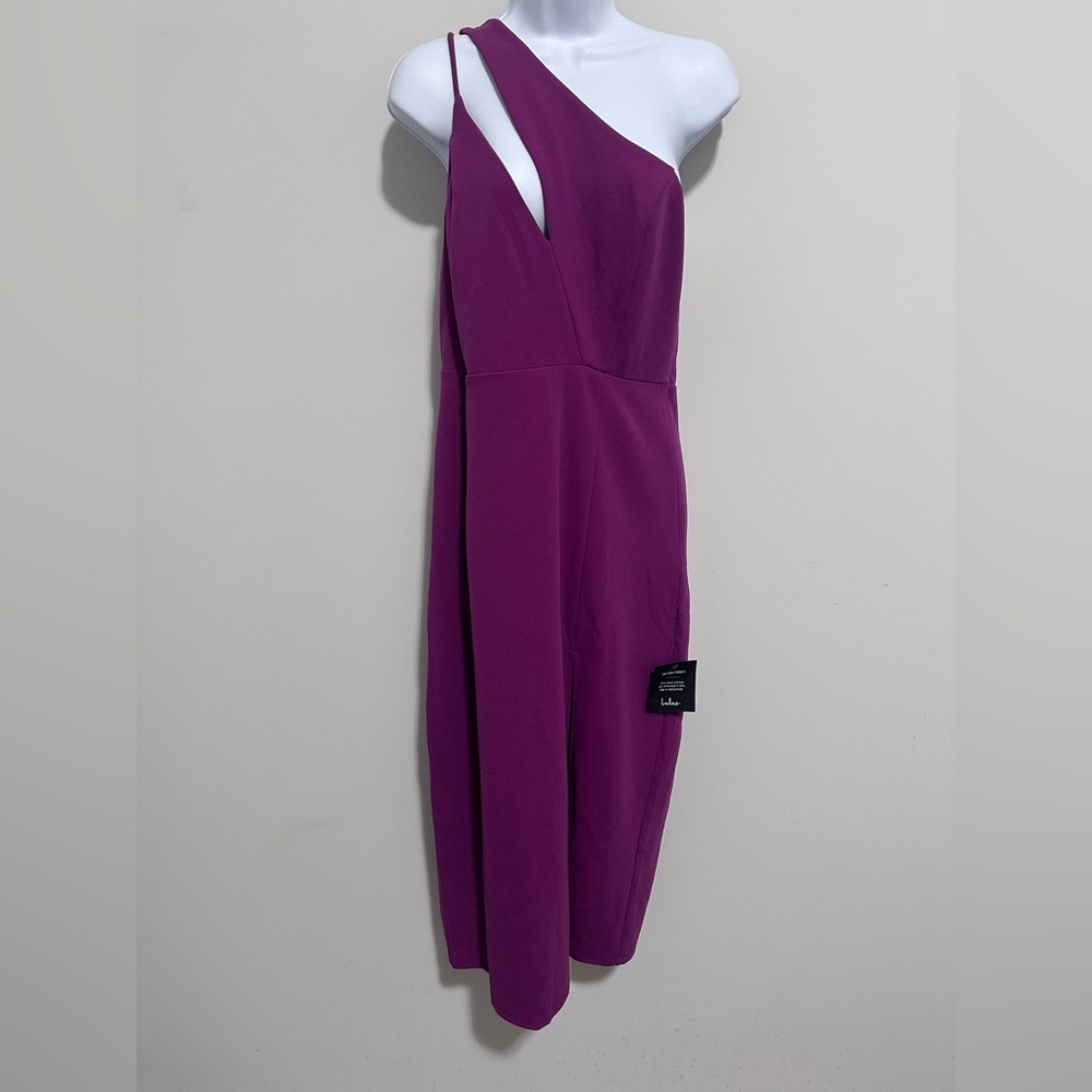 Lulu's Vibrant Purple Flirtatious Features Purple One-Shoulder Midi Dress - Picture 2 of 11